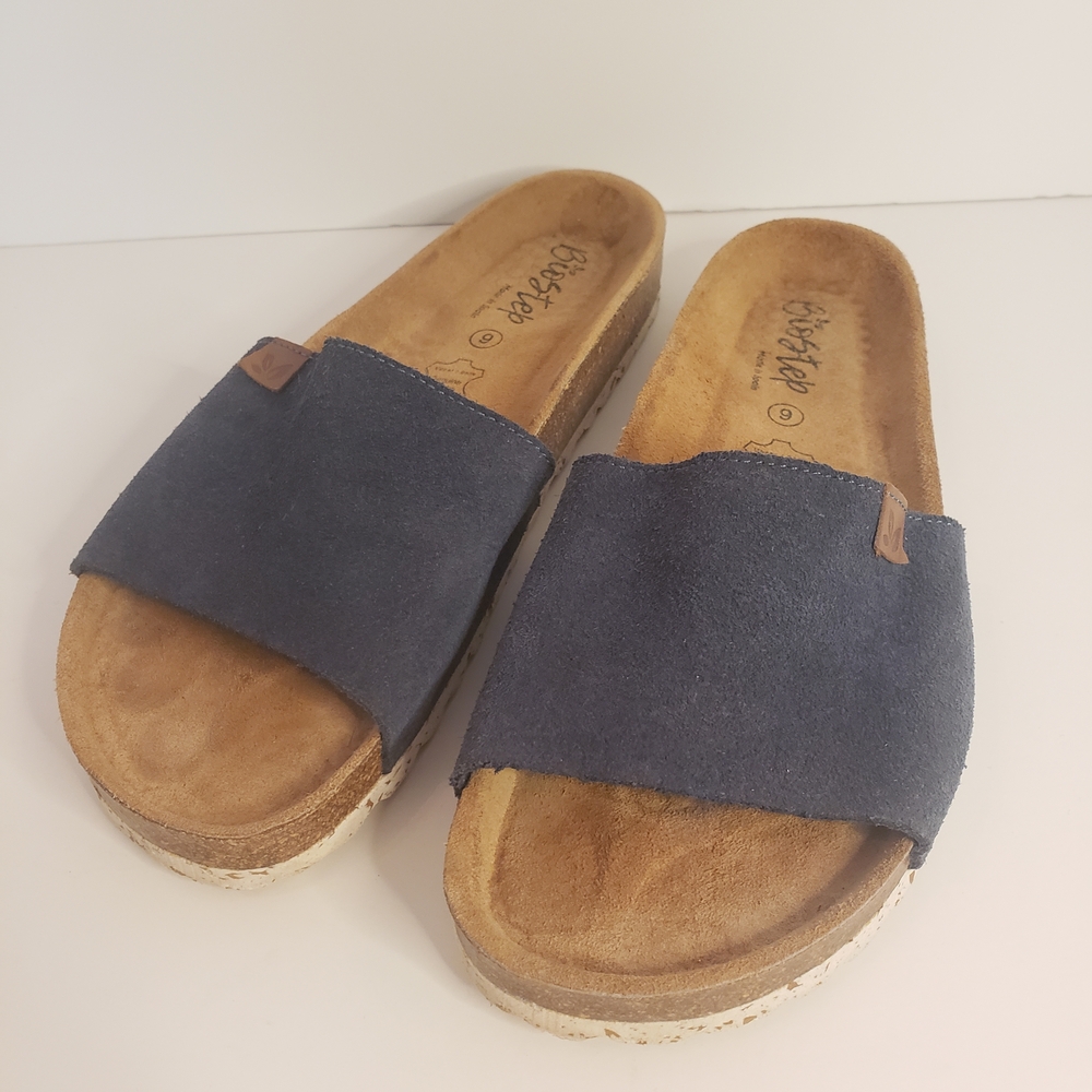 Navy Suede Slide Sandals - Women